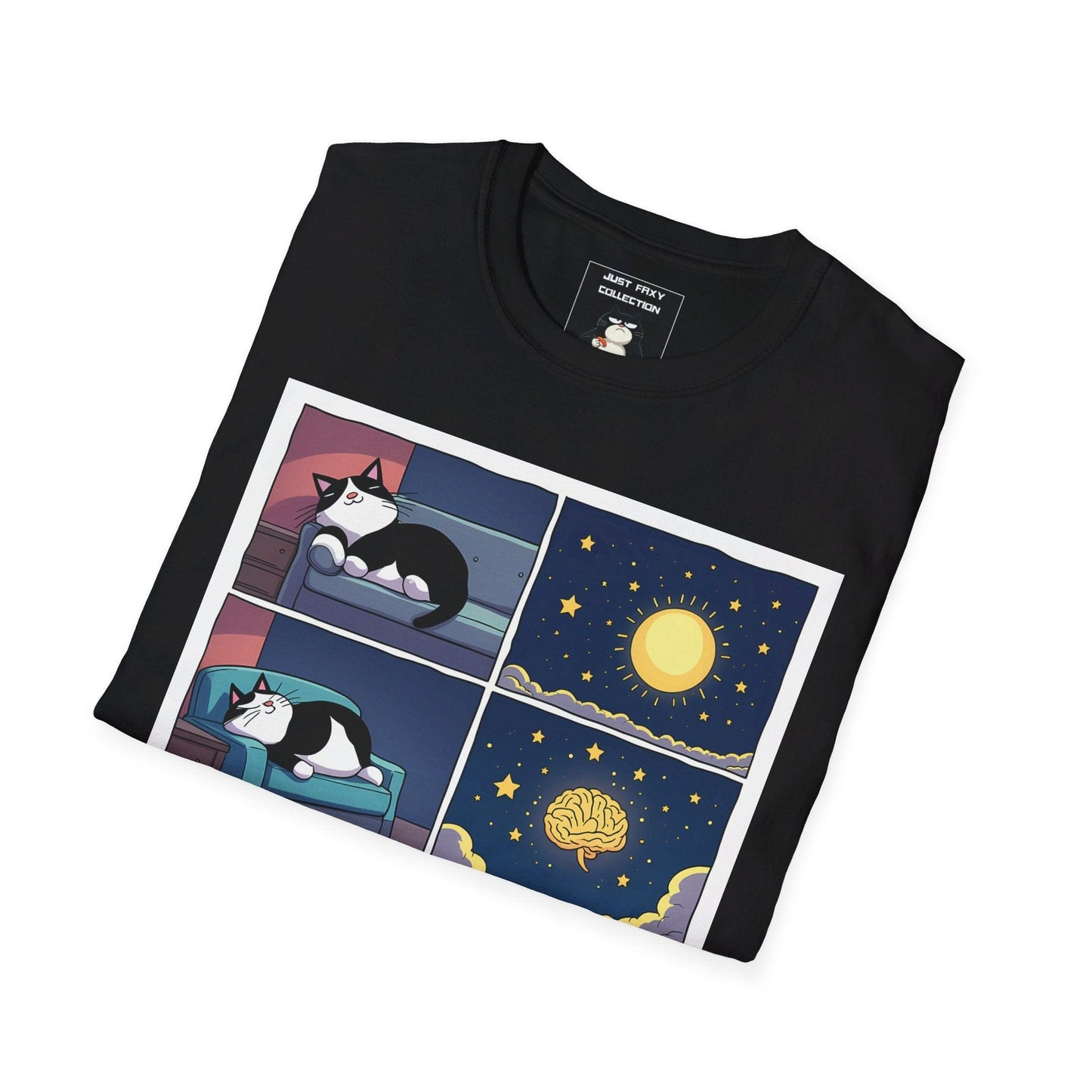 Just Faxy "Dreaming of Brains" Tee – A Pawsome Paradox 🌙🧠