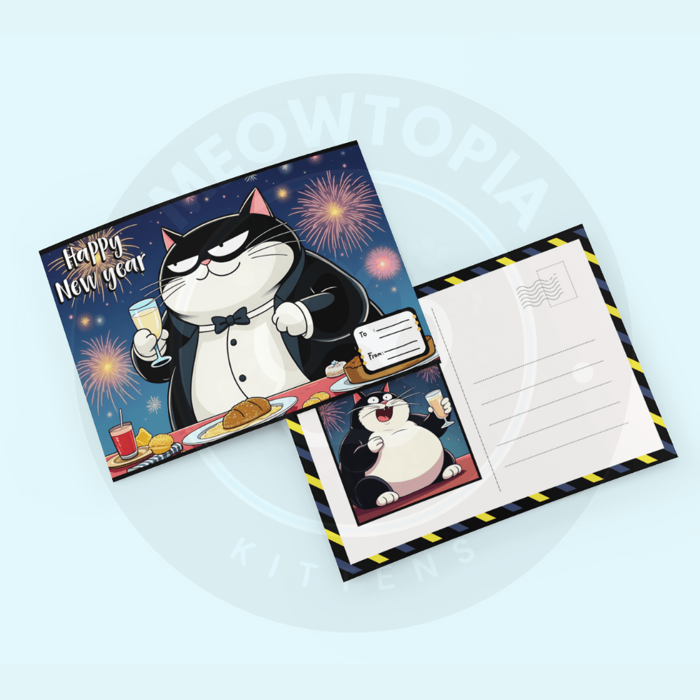 Faxxy The Fatty Tux New Year Celebration Digital Postcard Set