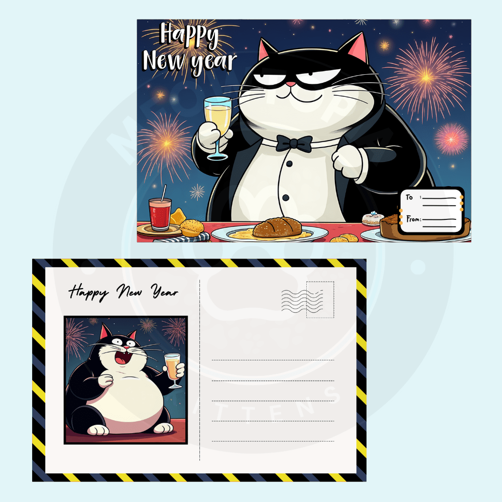 Faxxy The Fatty Tux New Year Celebration Digital Postcard Set