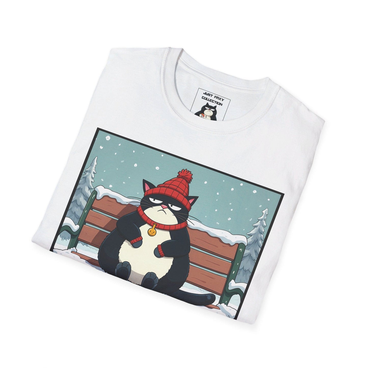 Just Faxy "Chilly Cat Chronicles" Tee – Winter is Feline Fine 🧣❄️