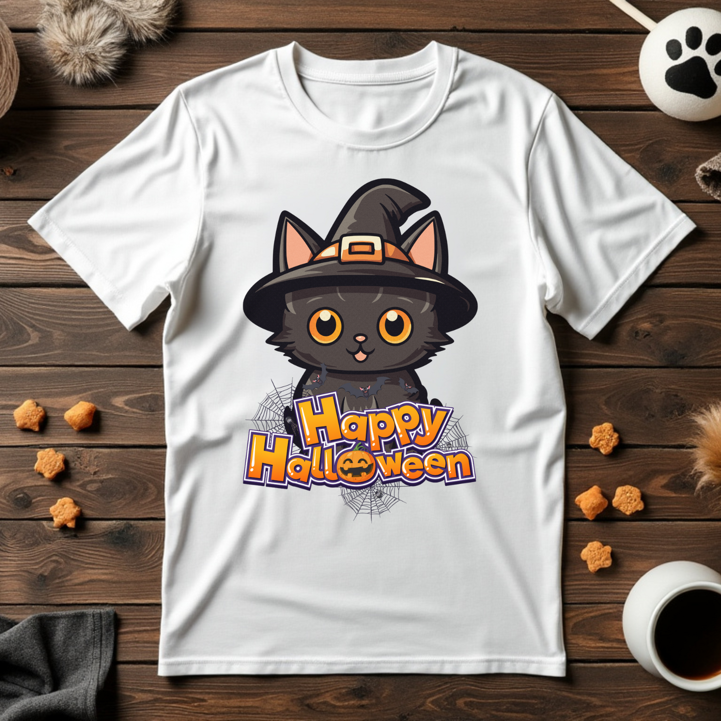 Happy Halloween Witch Cat Unisex Tee