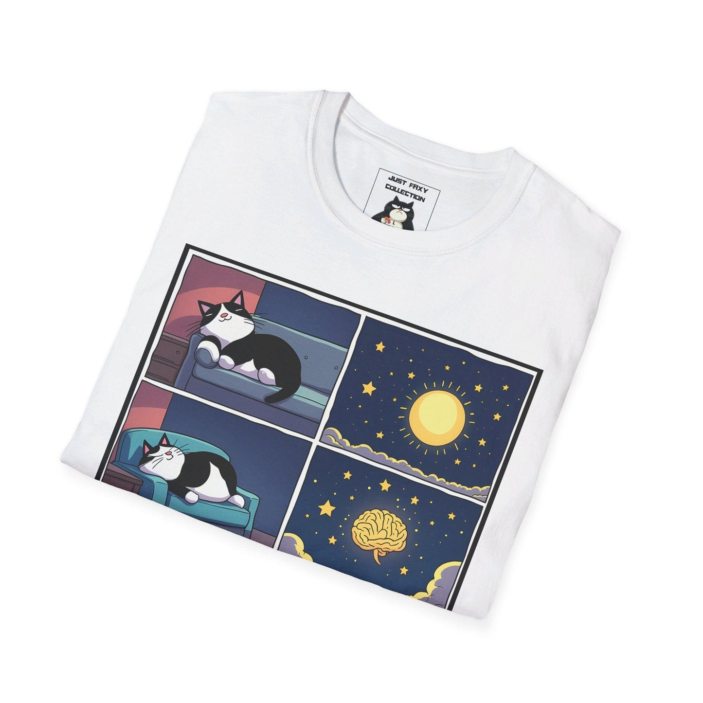 Just Faxy "Dreaming of Brains" Tee – A Pawsome Paradox 🌙🧠