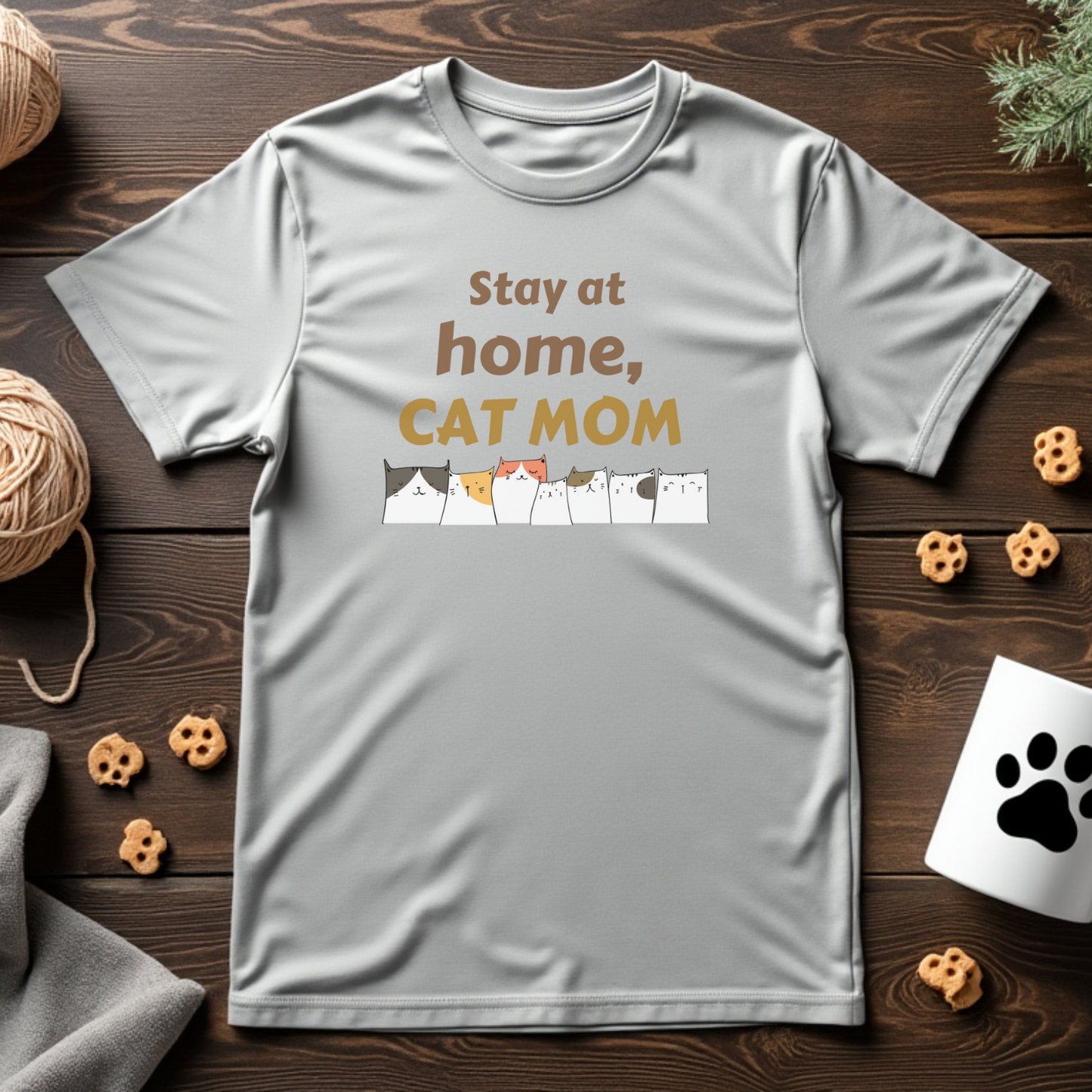 Stay at Home, Cat Mom Tee