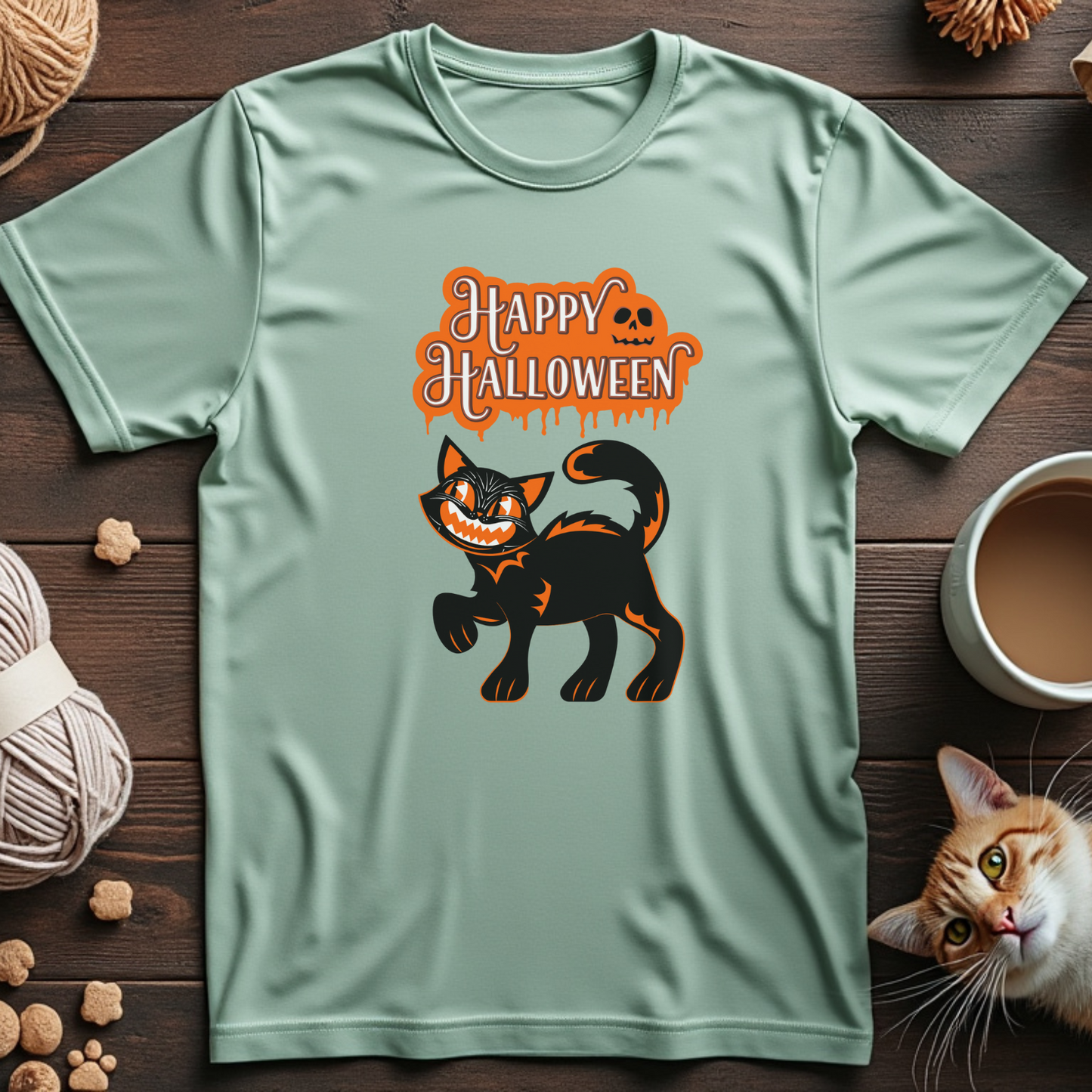 Spooky Halloween Cat Unisex Tee