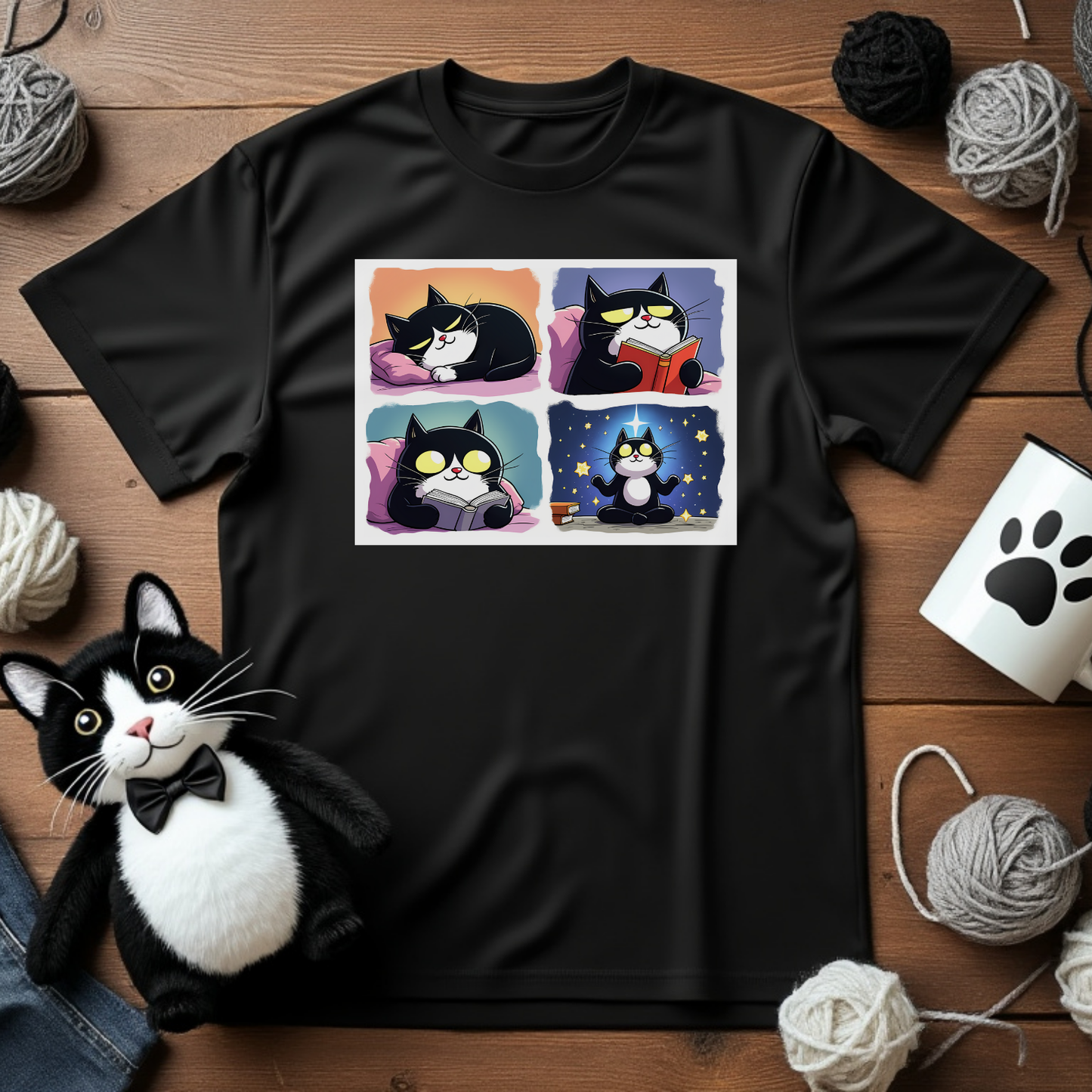 Just Faxy Zen Master Tee – Faxy’s Guide to Purr-fect Calm! 🧘♂️📚
