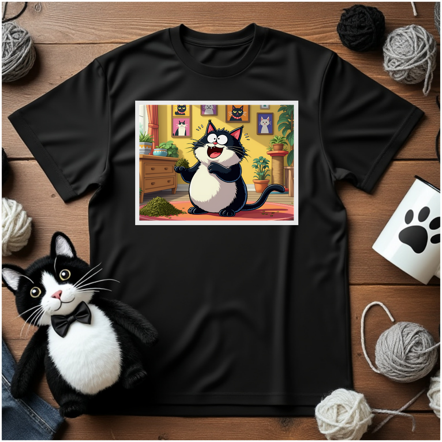 Just Faxy "Catnip Overload" Tee – A Purrfect Day in Paradise! 🌿😻