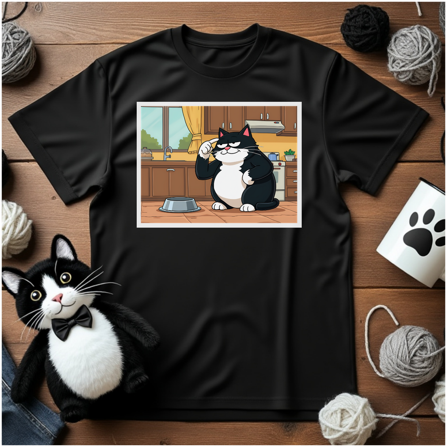 Just Faxy "Paws for Thought" Tee – A Dash of Feline Wisdom 🧠🐱