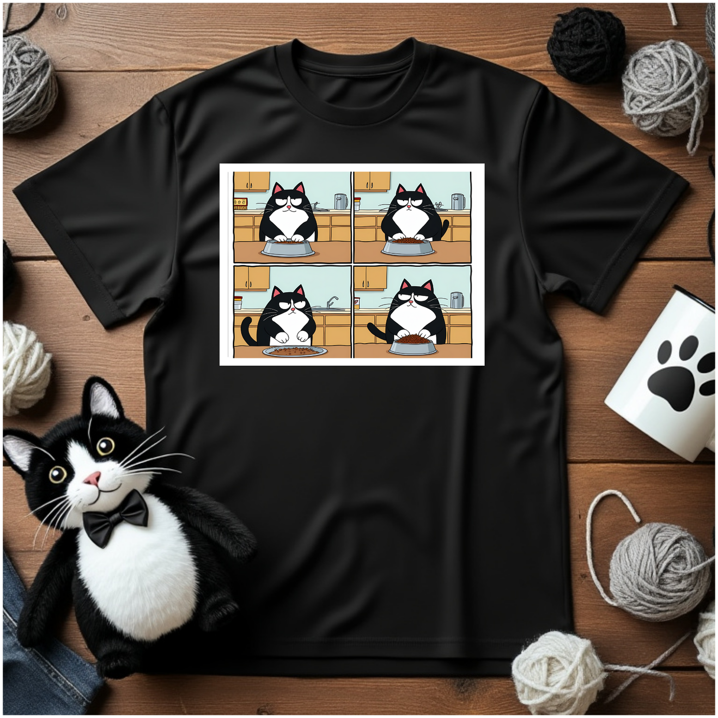 Just Faxy "The Food Critic" Tee – Gourmet Cat Vibes 🍽️🐱