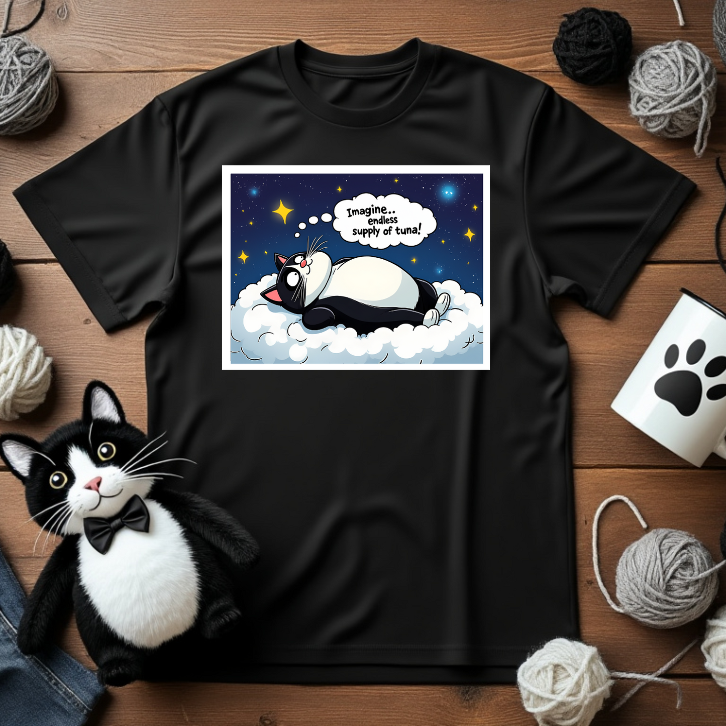 Just Faxy "Tuna Dreams" Tee – For the Cat Who Dreams Big 💤🐟