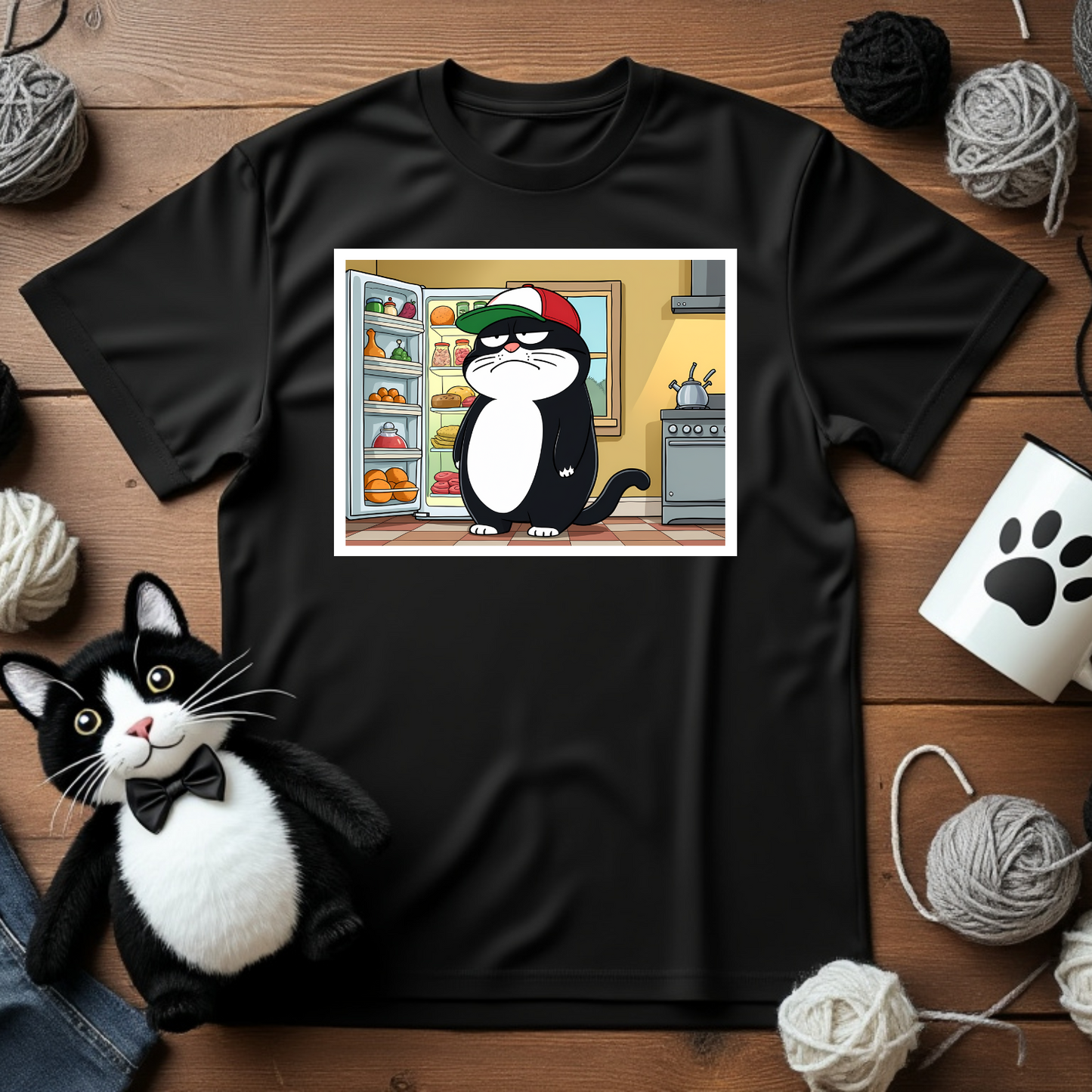 Just Faxy "Fridge Raider" Tee – For the Snack-Loving Cat in Your Life 🧢🐱