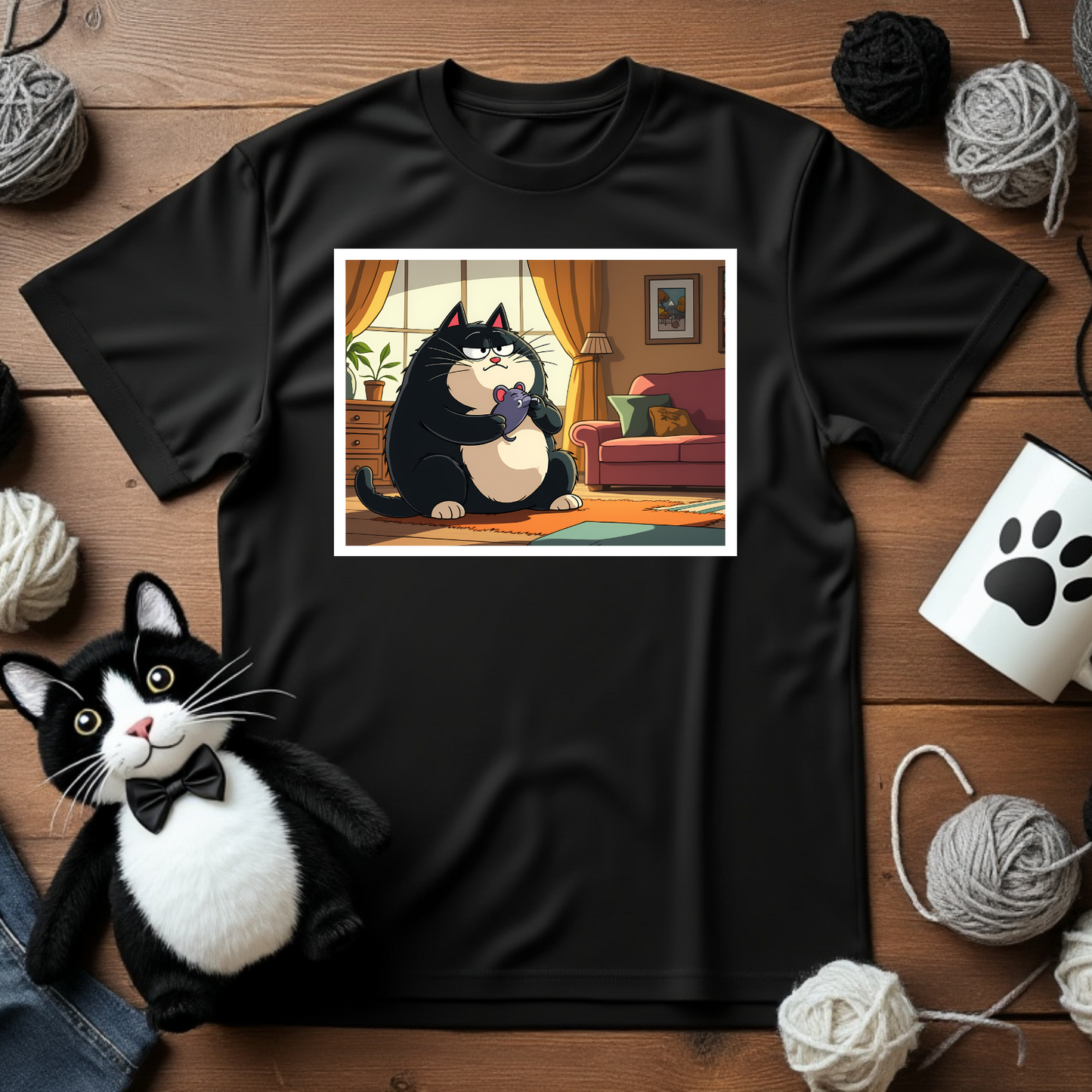 Faxy's "Serious Snuggle" Tee – Purrfectly Pensive Moments 🐾🧸