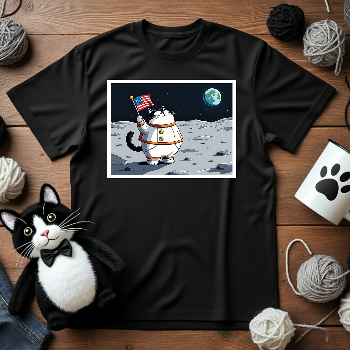Faxy's "Cosmic Cat-venture" Tee – Reaching for the Stars 🚀🐱