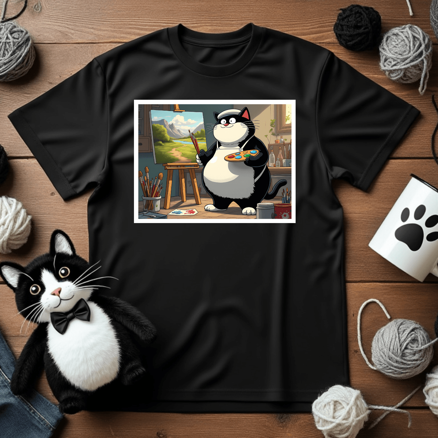 "Faxy's Happy Little Accidents" Tee – Channel Your Inner Artist! 🎨🐱