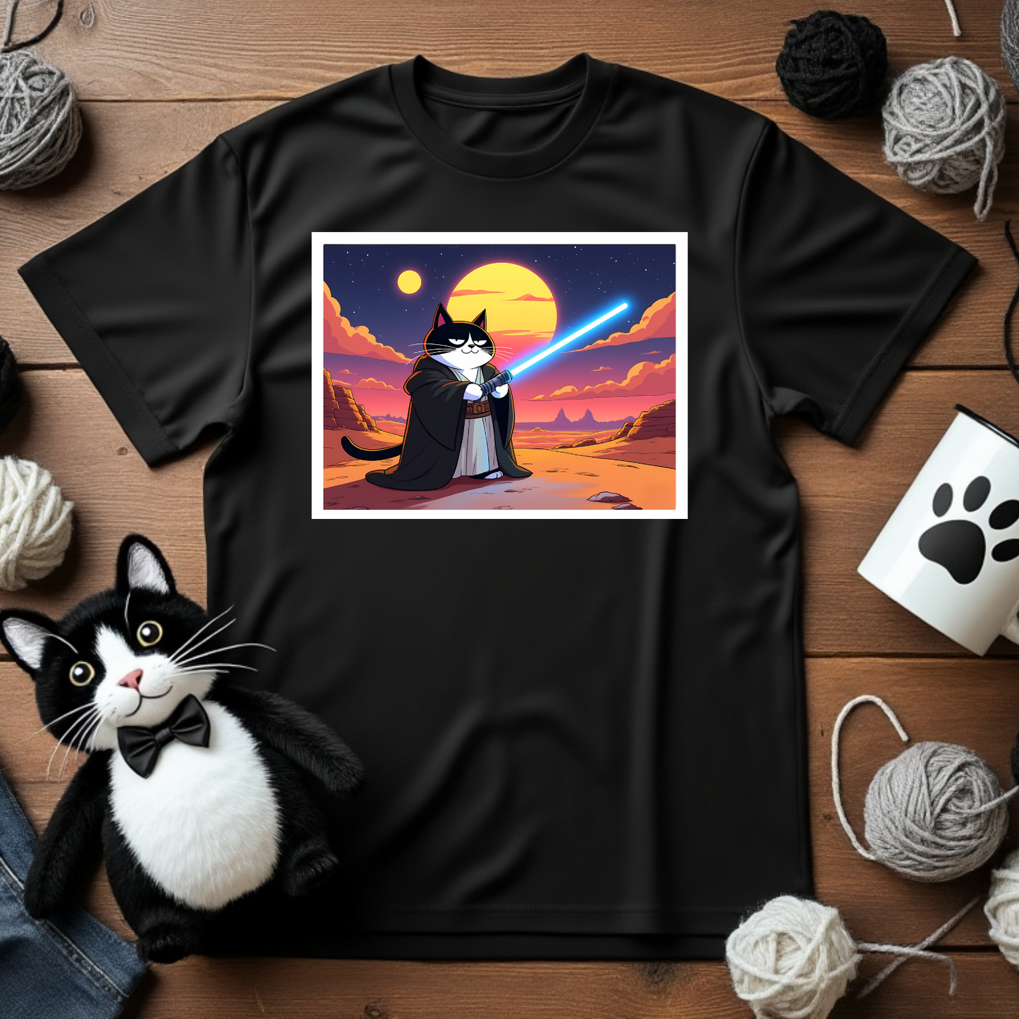 Faxy the Jedi T-Shirt – May the Paws Be With You! 🌌✨