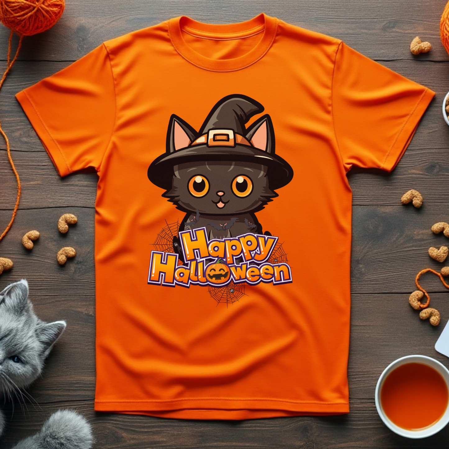 Happy Halloween Witch Cat Unisex Tee