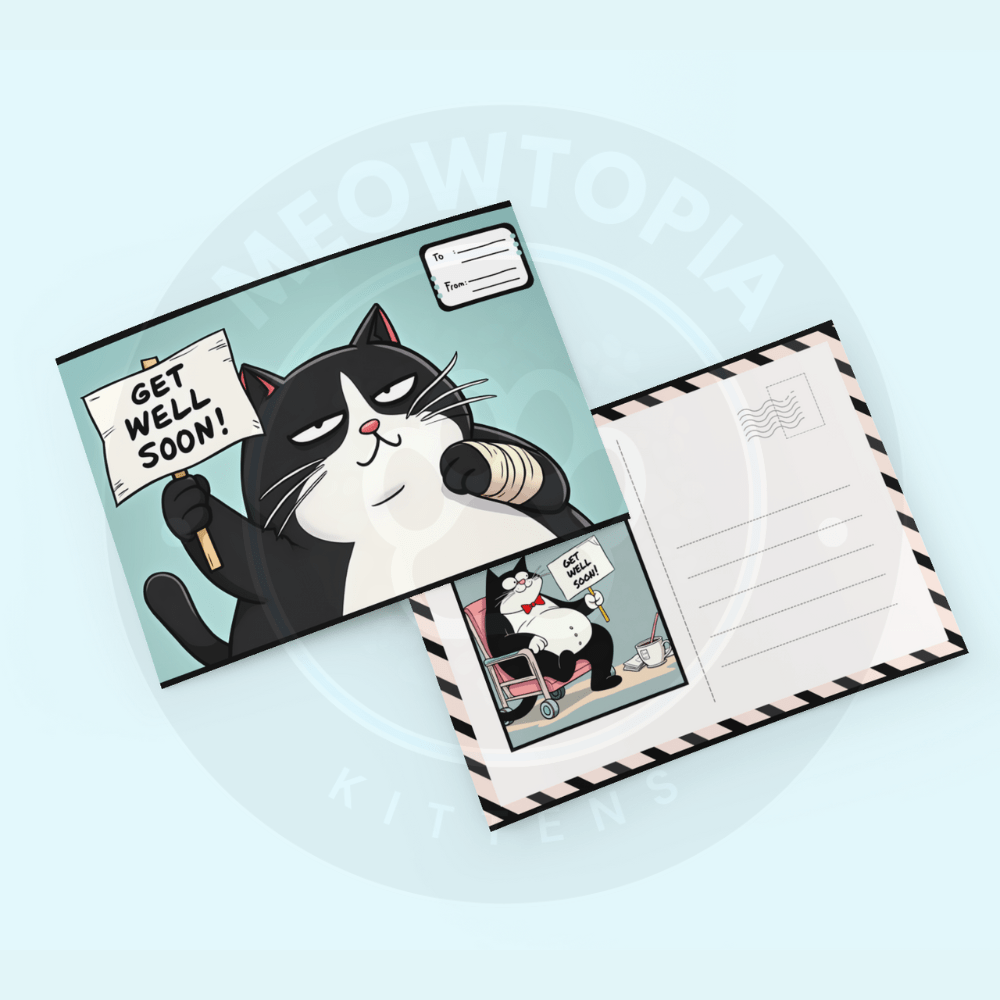 Faxxy The Fatty Tux Get Well Soon Wishes Digital Postcard Set