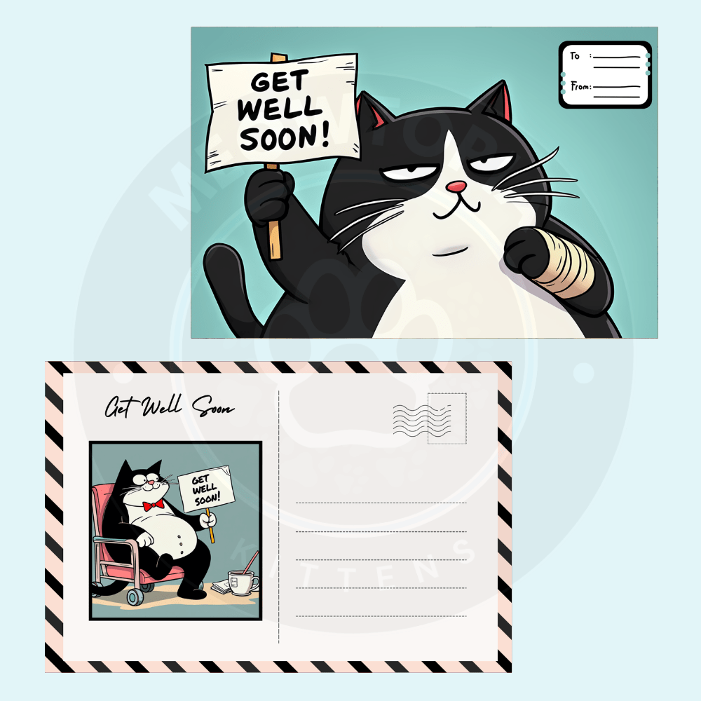 Faxxy The Fatty Tux Get Well Soon Wishes Digital Postcard Set