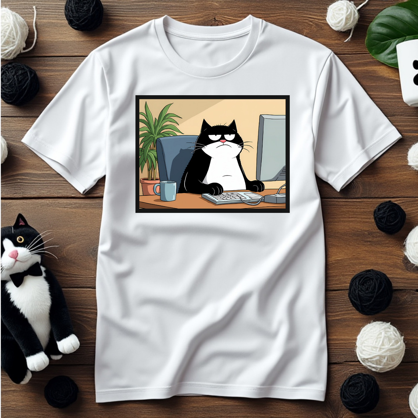 Just Faxy "Corporate Cat-titude" Tee – Monday Blues, Faxy Style! 😼💻