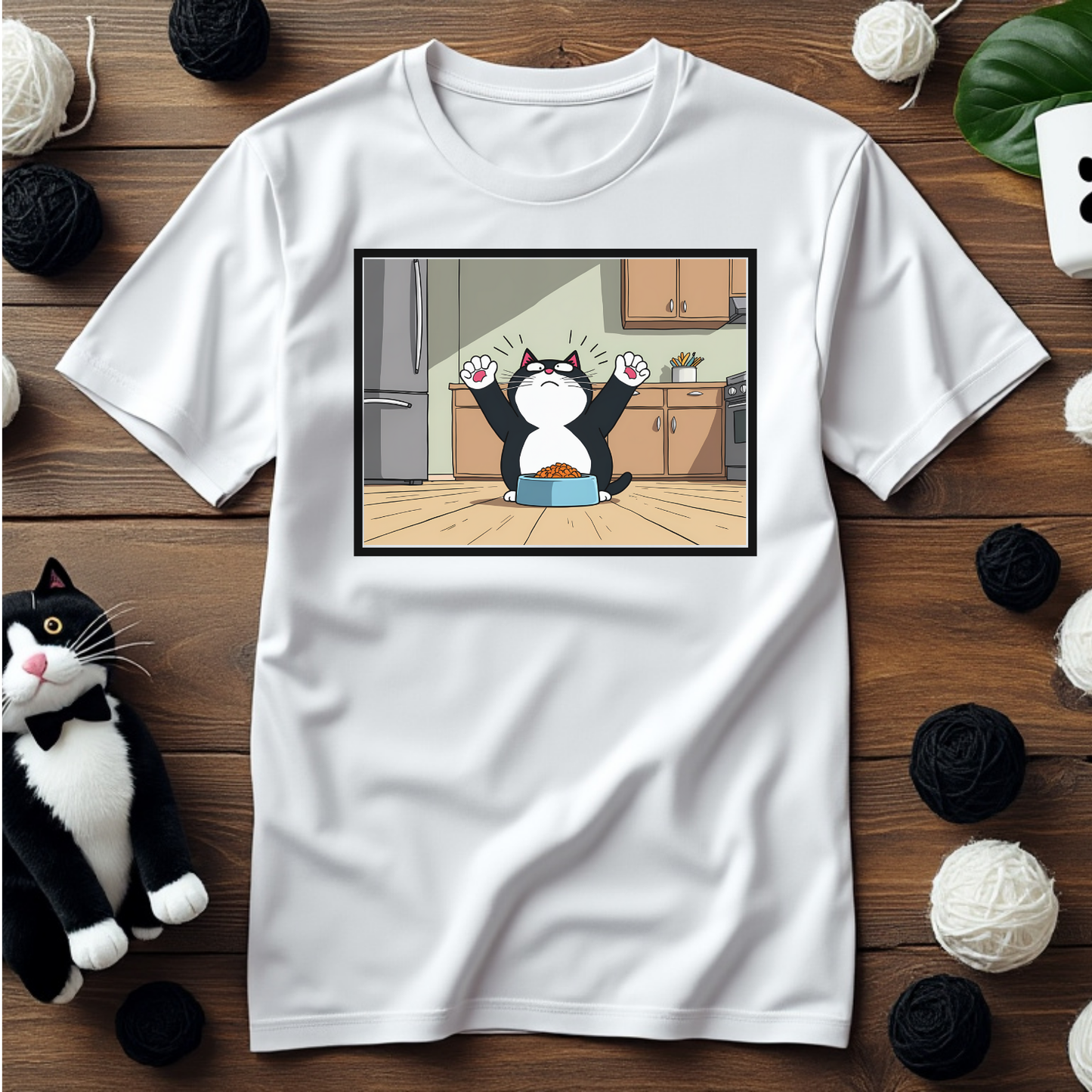 Just Faxy "Feast of Champions" Tee – The Ultimate Dinner Victory Pose! 🐾🍲