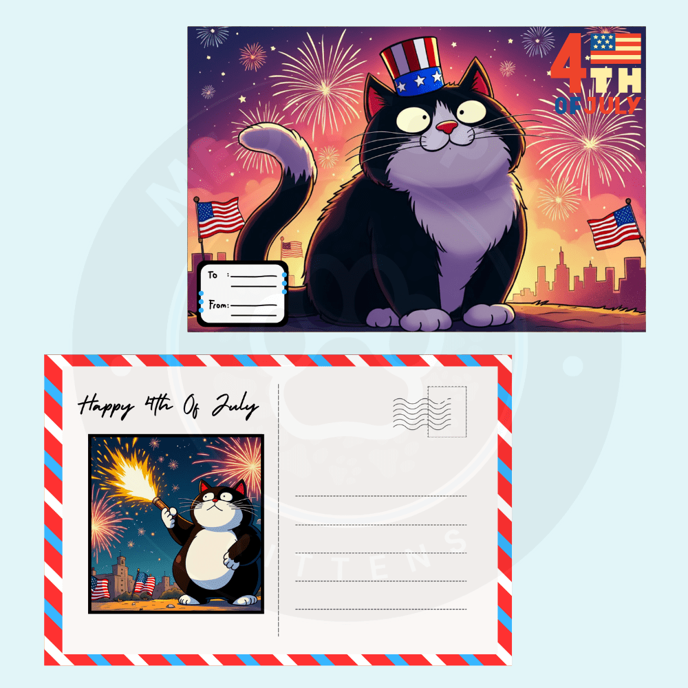 Faxxy The Fatty Tux Independence Day Celebration Digital Postcard Set
