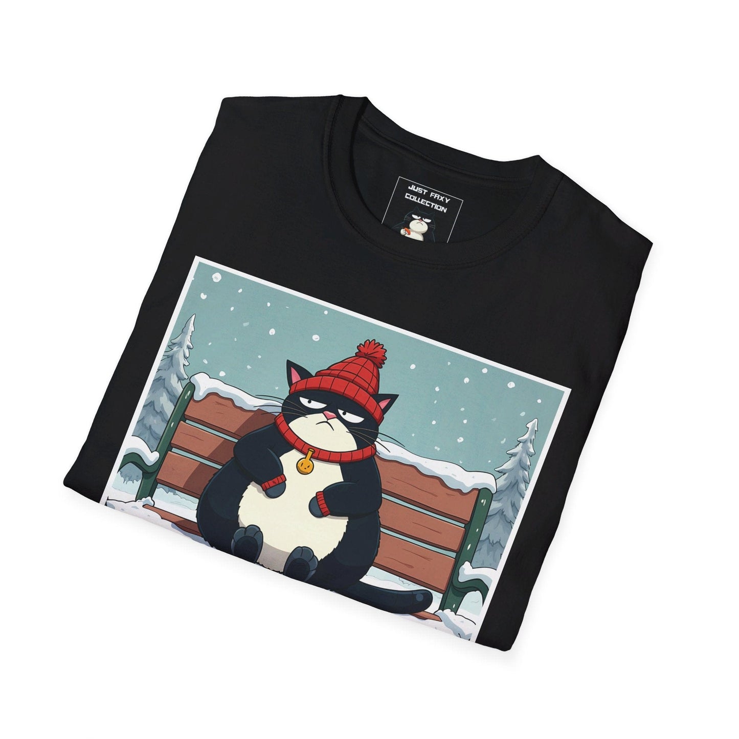 Just Faxy "Chilly Cat Chronicles" Tee – Winter is Feline Fine 🧣❄️