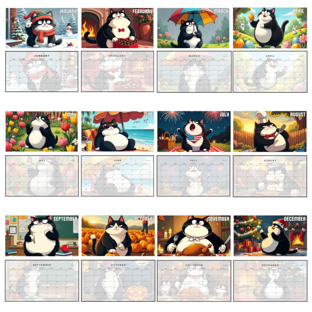 Faxxy White 2024 Calendar - Digital Download
