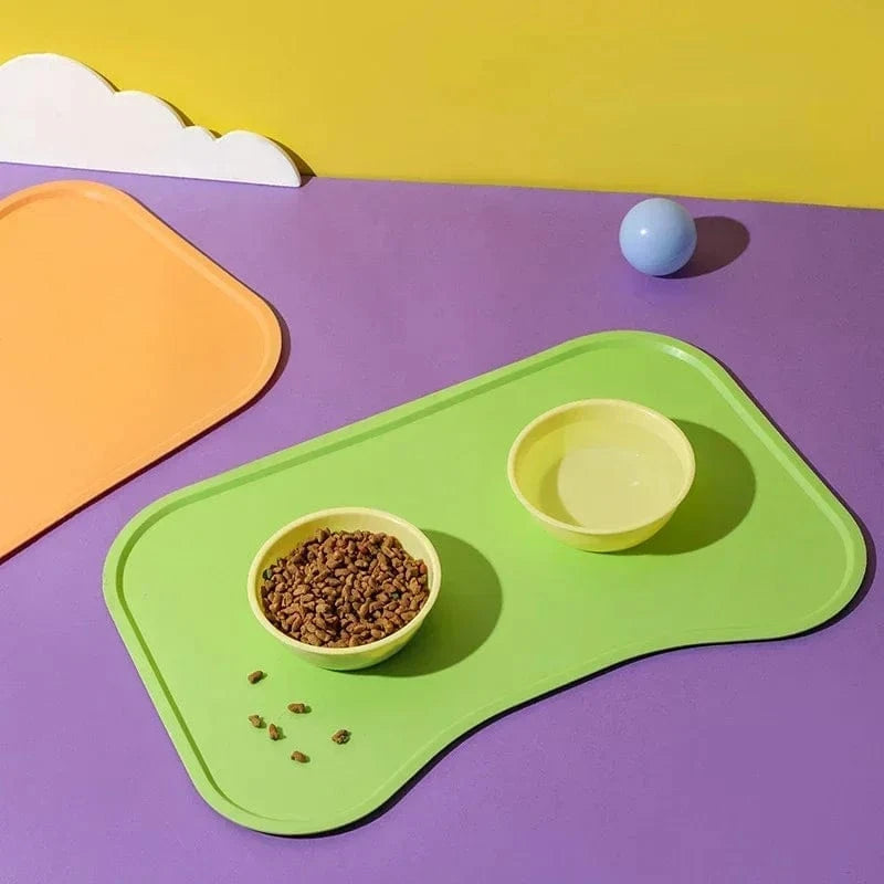 Dog Cat Bowl Food Mat with High Lips Silicone Non-Stick Waterproof Pet Food Feeding Pad Puppy Feeder Tray Water Cushion Placemat