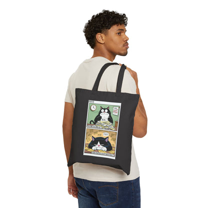 Faxy's Daily Grind Canvas Tote - Cat's Out of the Bag!