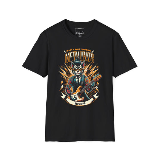 Rock & Roll or Meow Metalicats Unisex Tee [ Front Design ]