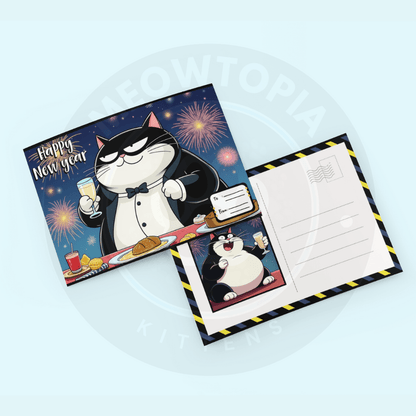 Faxxy The Fatty Tux New Year Celebration Digital Postcard Set