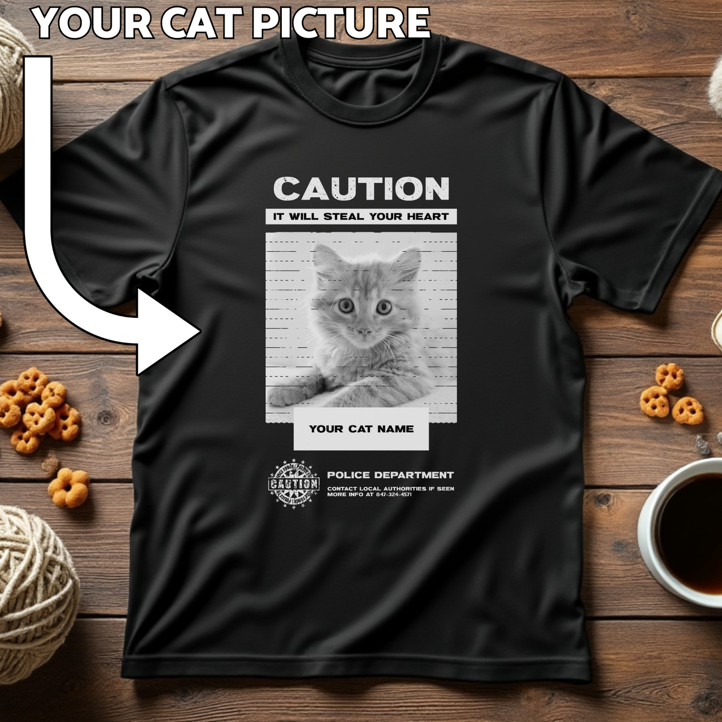 Custom Cat Print T-Shirt