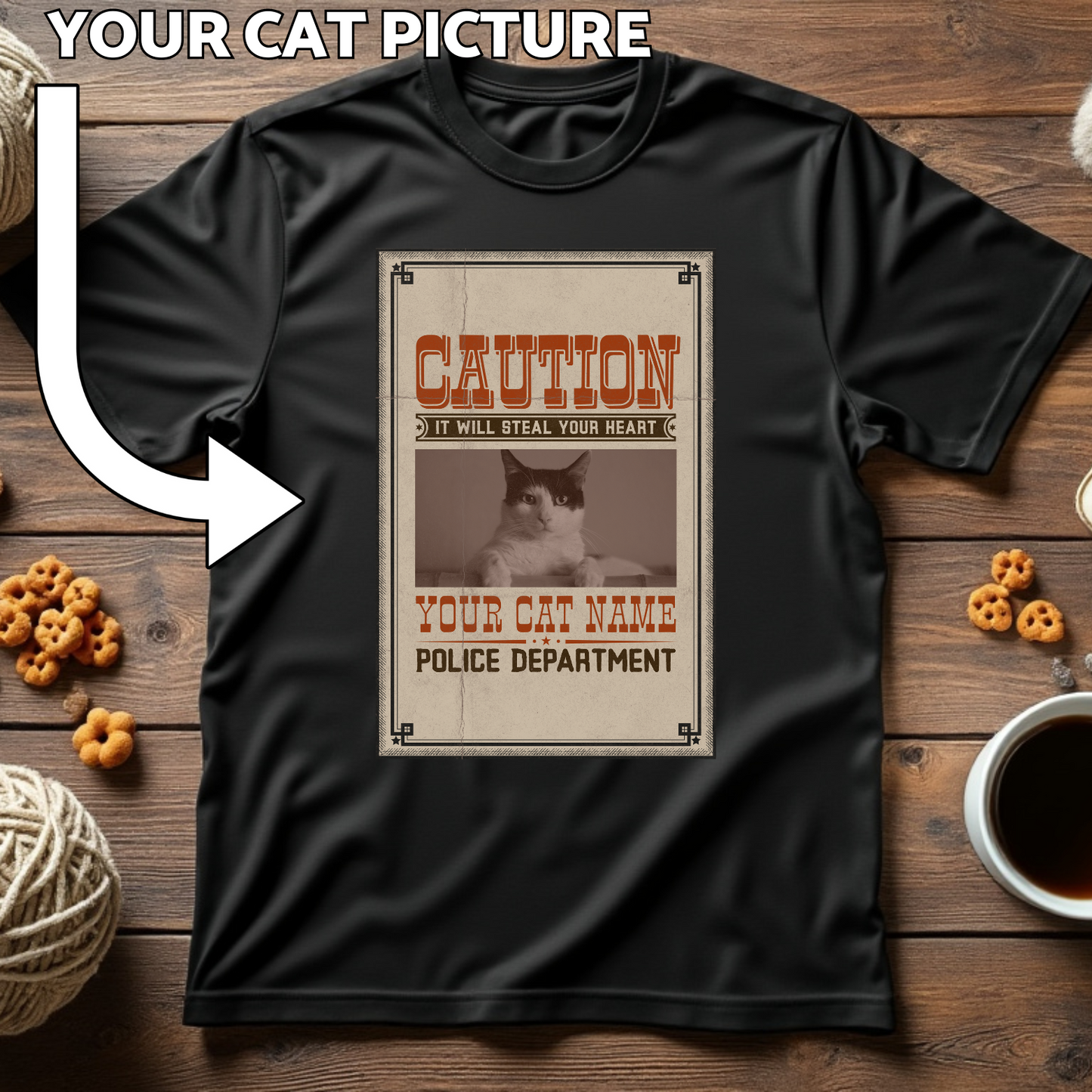 Custom Cat Print T-Shirt