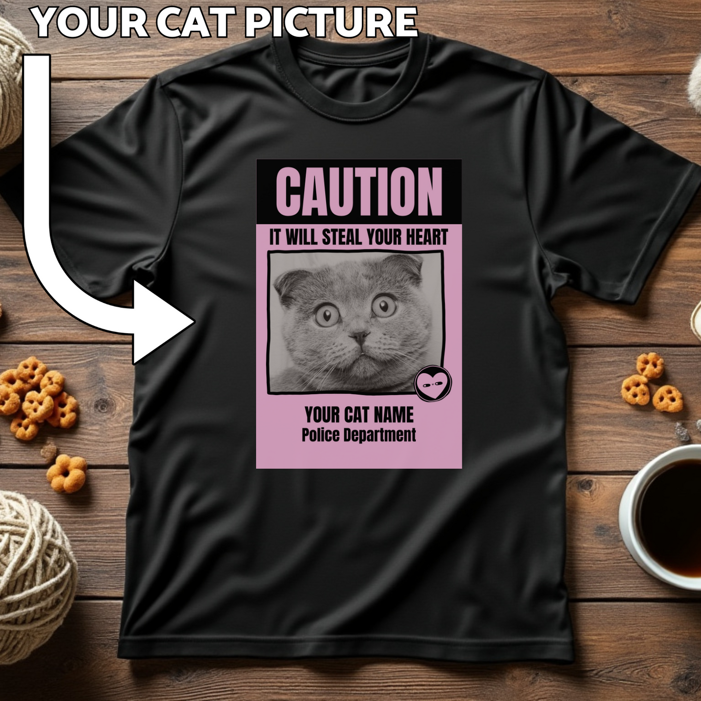 Custom Cat Print T-Shirt