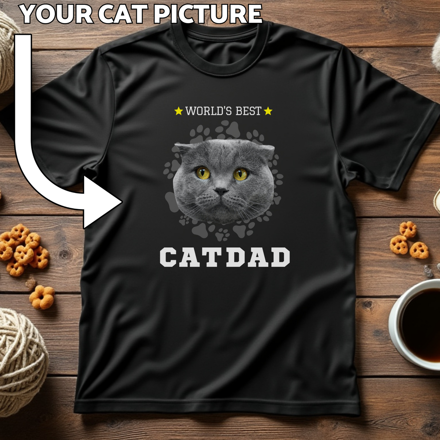 World's Best Cat Dad Custom Cat Print T-Shirt