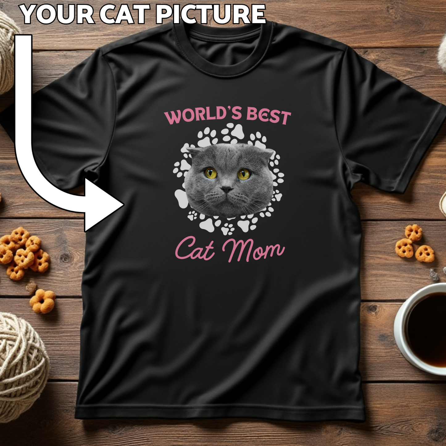 World's Best Cat Mom Custom Cat Print T-Shirt