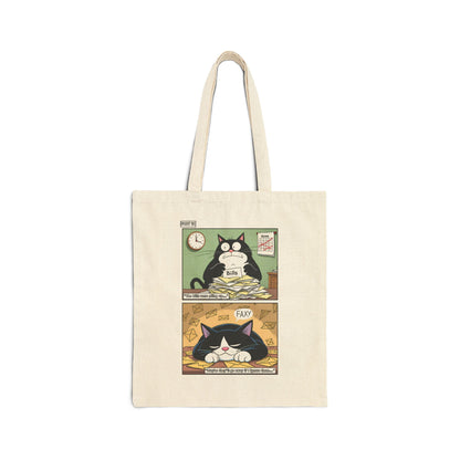 Faxy's Daily Grind Canvas Tote - Cat's Out of the Bag!