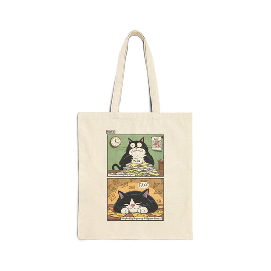 Faxy's Daily Grind Canvas Tote - Cat's Out of the Bag!