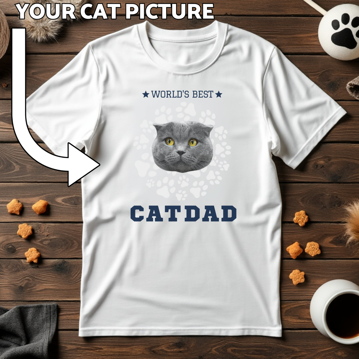 World's Best Cat Dad Custom Cat Print T-Shirt