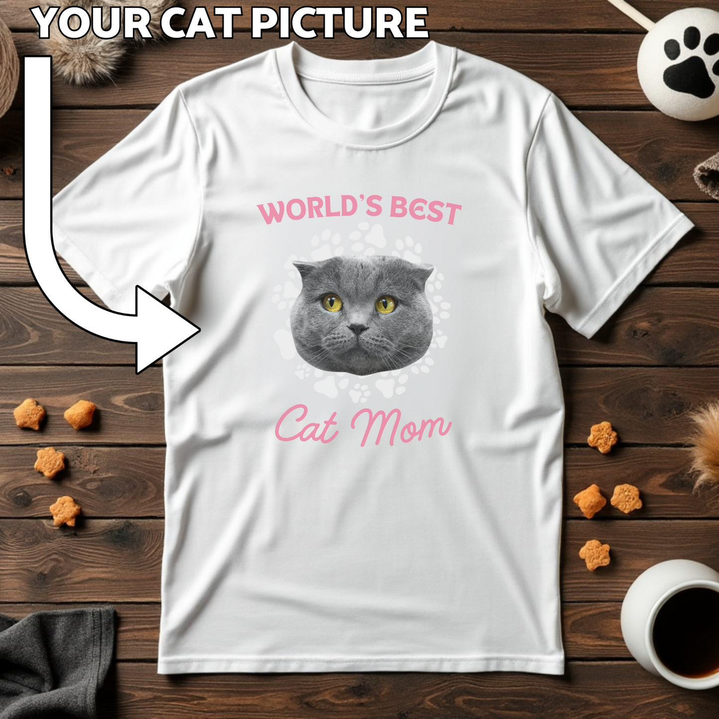 World's Best Cat Mom Custom Cat Print T-Shirt