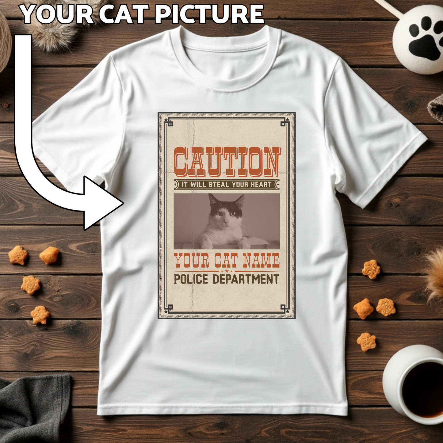 Custom Cat Print T-Shirt