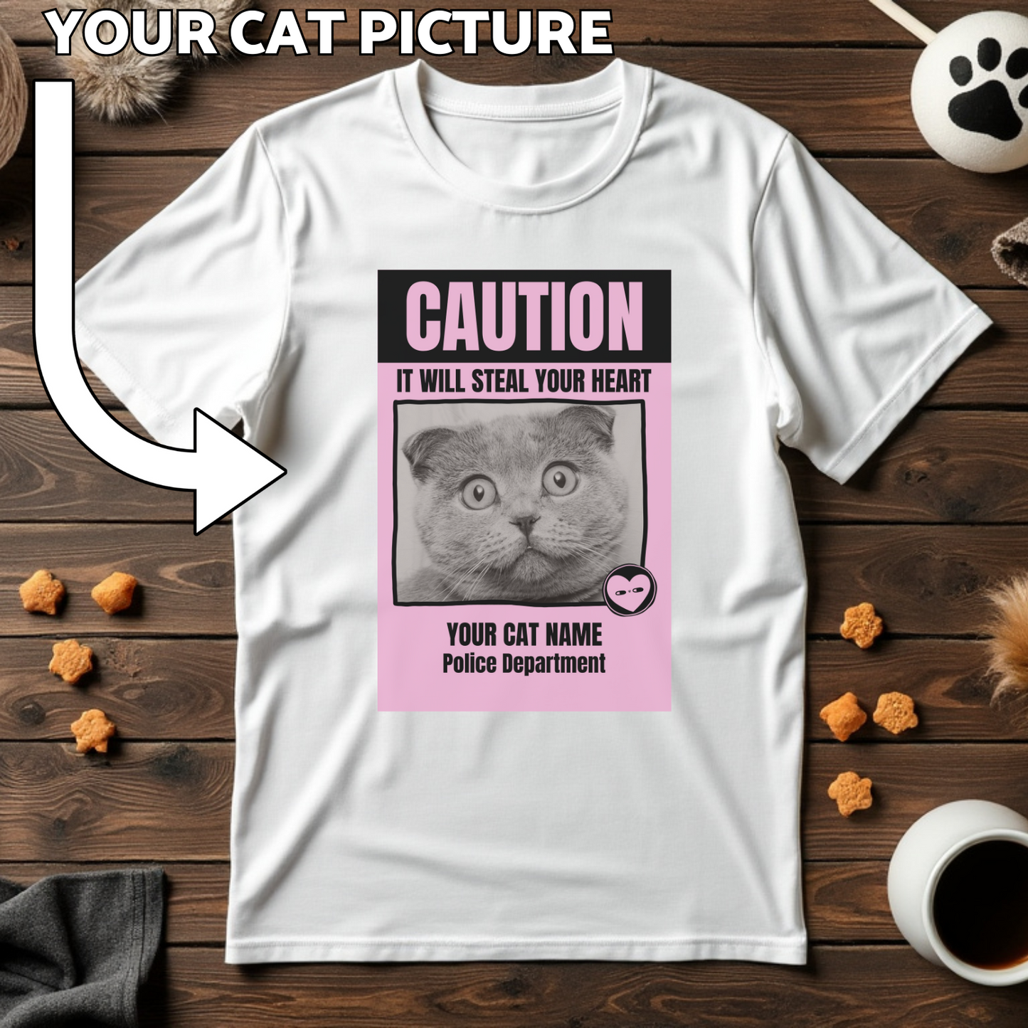 Custom Cat Print T-Shirt