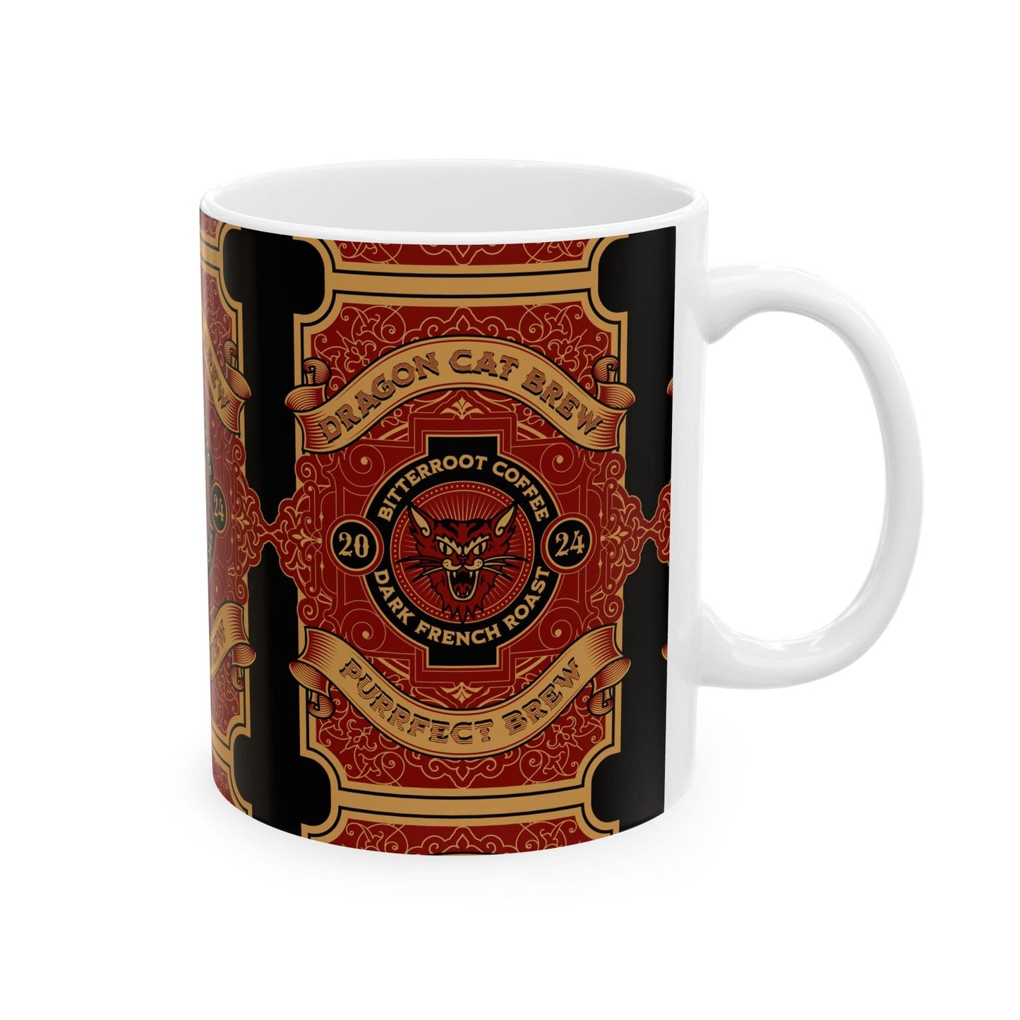 Purrfect Brew Dragon Cat Brew Mug (11oz, 15oz)