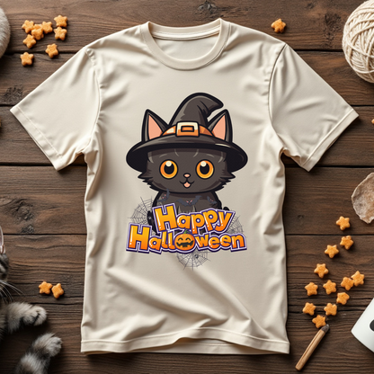 Happy Halloween Witch Cat Unisex Tee
