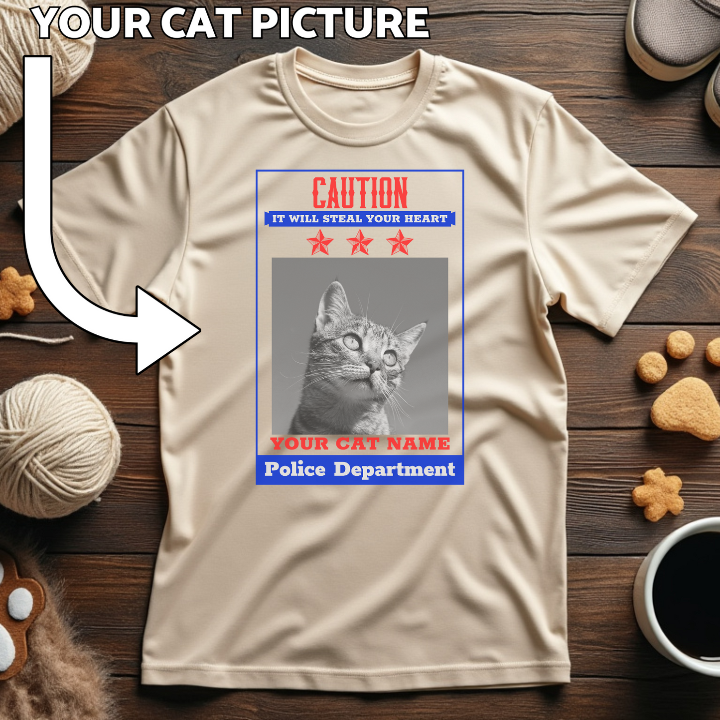 Custom Cat Print T-Shirt