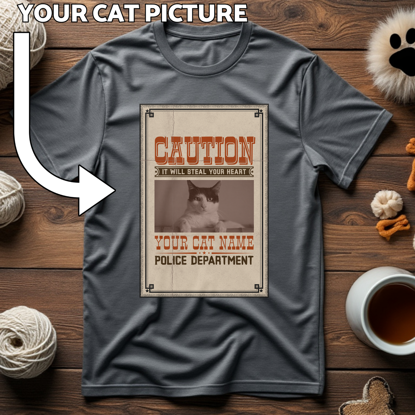 Custom Cat Print T-Shirt