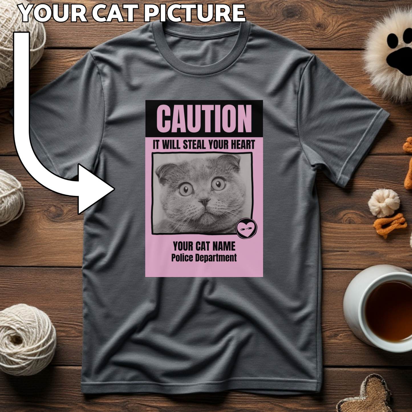 Custom Cat Print T-Shirt