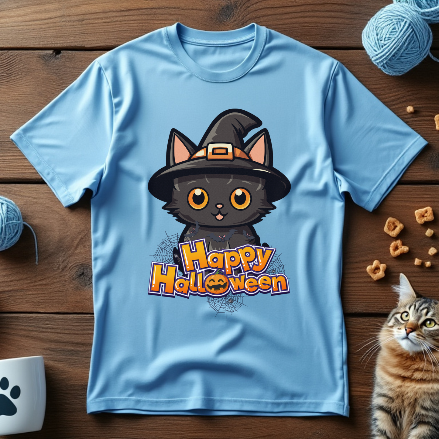 Happy Halloween Witch Cat Unisex Tee