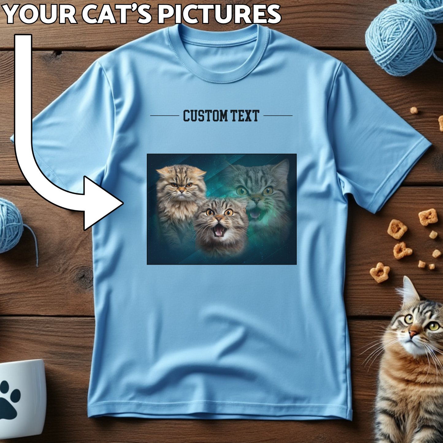 Custom Cat Print T-Shirt