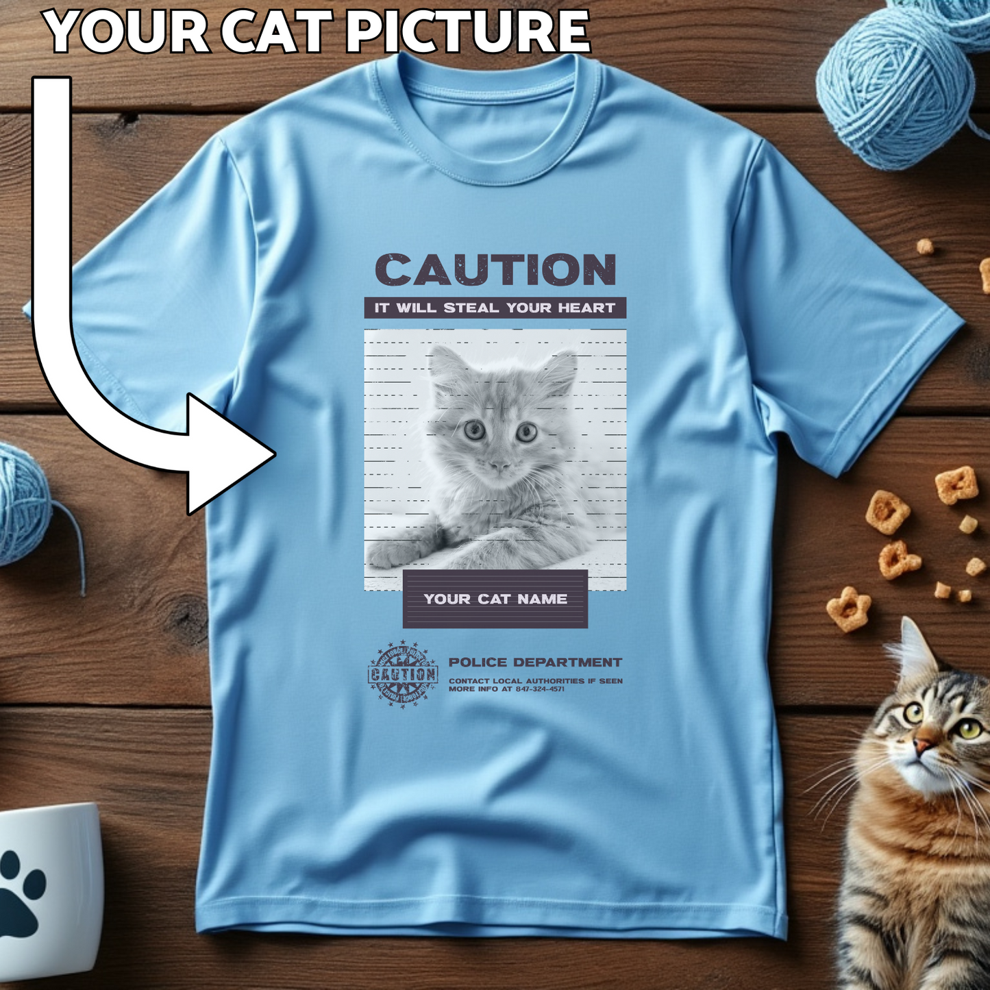 Custom Cat Print T-Shirt