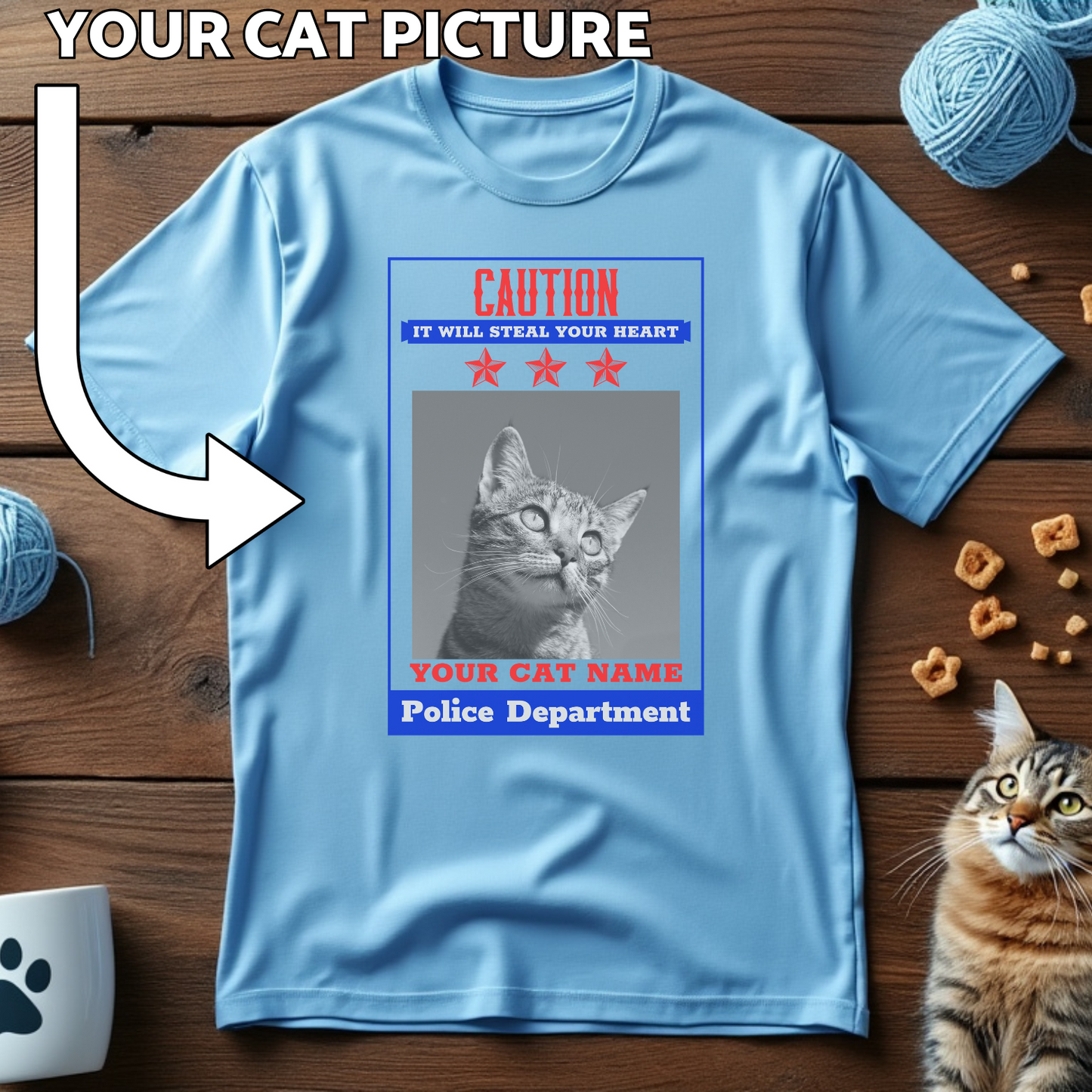 Custom Cat Print T-Shirt